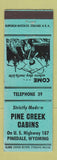 Matchbook Cover - Pine Creek Cabins Pinedale WY
