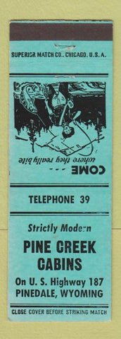 Matchbook Cover - Pine Creek Cabins Pinedale WY