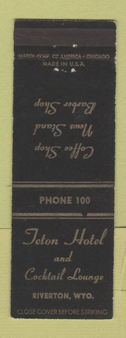 Matchbook Cover - Teton Hotel Riverston WY