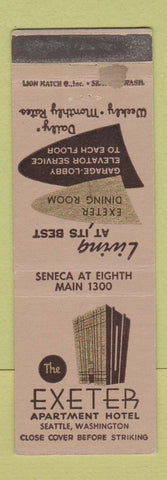 Matchbook Cover - Exeter Apartment Hotel Seattle WA WORN