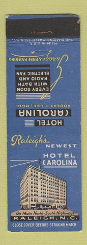 Matchbook Cover - Hotel Carolina Raleigh NC
