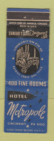 Matchbook Cover - Hotel Metropole Cincinnati OH