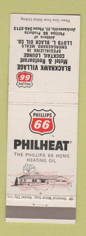 Matchbook Cover - Phillips 66 oil gas Blackhawk Village Motel Jacksonville IL
