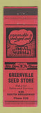 Matchbook Cover - Greenville Seed Store DeLaval