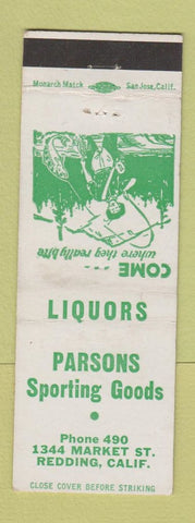Matchbook Cover - Parsons Sporting Goods Liquor Redding CA
