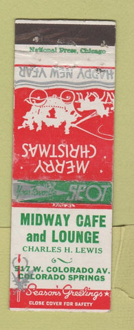 Matchbook Cover - Midway Cafe Lounge Colorado Springs Christmas