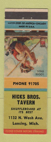 Matchbook Cover - Hicks Bros Tavern Lansing MI