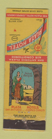 Matchbook Cover - Plaza Hotels San Antonio Corpus Christi TX