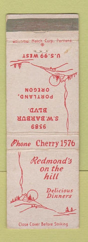 Matchbook Cover - Redmond's on the Hill Restaurant Portland OR