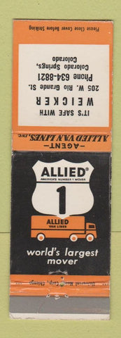 Matchbook Cover - Allied Van Lines Trucking Weicker Colorado Springs