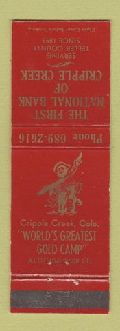 Matchbook Cover - First National Bank Cripple Creek Colorado