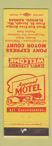 Matchbook Cover - Pony Express Motor Court Motel Elwood KS WEAR