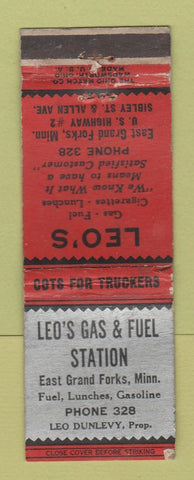Matchbook Cover - Leo's oil gas East Grand Forks MN WORN
