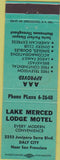Matchbook Cover - Lake Merced Lodge Motel Daly City CA