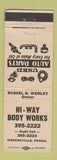 Matchbook Cover - Hi Way Body Works Wescosville PA Auto Parts WEAR