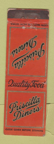 Matchbook Cover - Priscilla Diners Boston MA WEAR