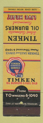Matchbook Cover - Timken Oil Burners