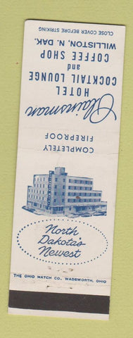Matchbook Cover - Plainsman Hotel Williston ND