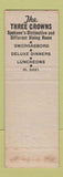 Matchbook Cover - Three Crowns Smorgasbord Spokane WA SAMPLE