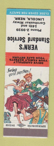 Matchbook Cover - Vern's Standard oil gas Lincoln NE hillbilly