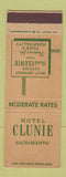 Matchbook Cover - Hotel Clunie Sacramento CA