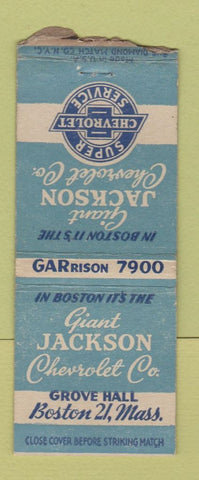 Matchbook Cover - Giant Jackson Chevrolet Boston MA BOBTAIL