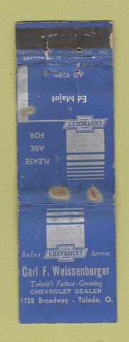 Matchbook Cover - Carl Weissenberger Chevrolet Toledo OH MERCHANTS WORN