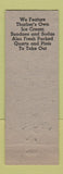 Matchbook Cover - Thurber's Cafe Rochester MN ARROW WEAR