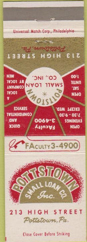 Matchbook Cover - Pottstown Small Loan Pottstown PA