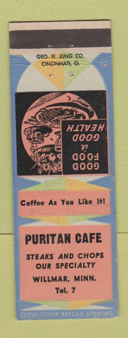 Matchbook Cover - Puritan Cafe Willmar MN