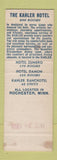 Matchbook Cover - The Kahler Hotel Rochester MN SAMPLE WEAR