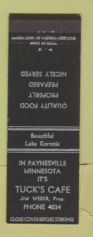 Matchbook Cover - Tuck's Cafe Paynesville MN