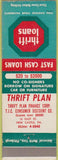 Matchbook Cover - Thrift Loans Plan New Castle PA