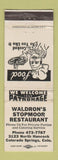 Matchbook Cover - Waldron's Stopmoor Restaurant Colorado Springs WEAR