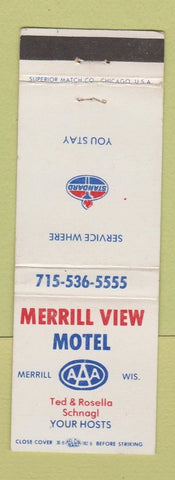 Matchbook Cover - Standard oil gas Merrill View Motel WI