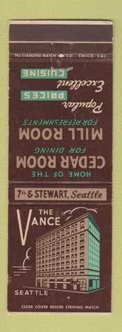 Matchbook Cover - Vance Hotel Seattle WA
