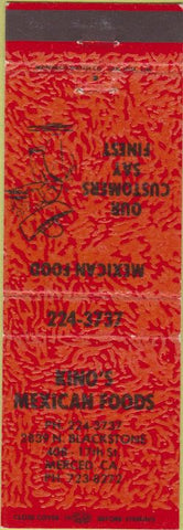 Matchbook Cover - Kino's Mexican Food Merced CA red