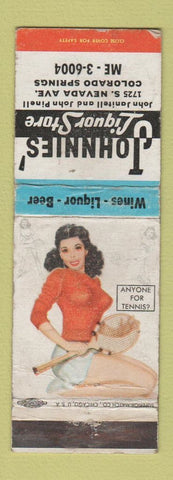 Matchbook Cover - Johnnie's Liquor Store Colorado Springs pinup WORN