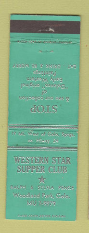 Matchbook Cover - Western Star Supper Club Woodland Park Colorado