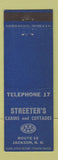 Matchbook Cover - Streeter's Cabins Cottages Jackson NH