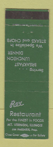 Matchbook Cover - Rex Restaurant Mount Vernon IL