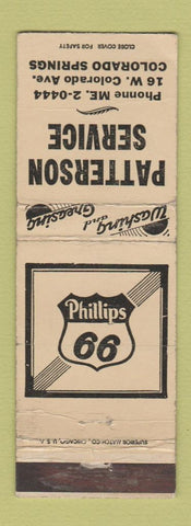 Matchbook Cover - Patterson Phillips 66 oil gas Colorado Sprngs WORN