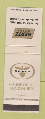 Matchbook Cover - Hertz Car Rentals Continental Airlines WEAR