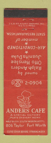 Matchbook Cover - Anders Cafe Fort Worth TX WEAR