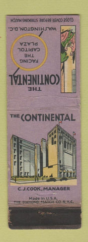 Matchbook Cover - Continental Hotel Washington DC WEAR