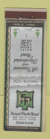 Matchbook Cover - Forest Park Hotel St Louis MO WEAR