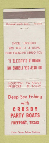 Matchbook Cover - Crosby Party Boats Freeport TX