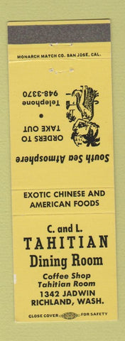 Matchbook Cover - C and L Tahitian Dining Room girlie Richland WA