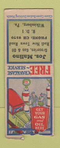 Matchbook Cover - Jos Malino oil gas grocery Wilkinsburg PA BOBTAIL
