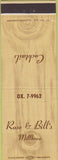 Matchbook Cover - Rose  and  Bill's Milbrae no town